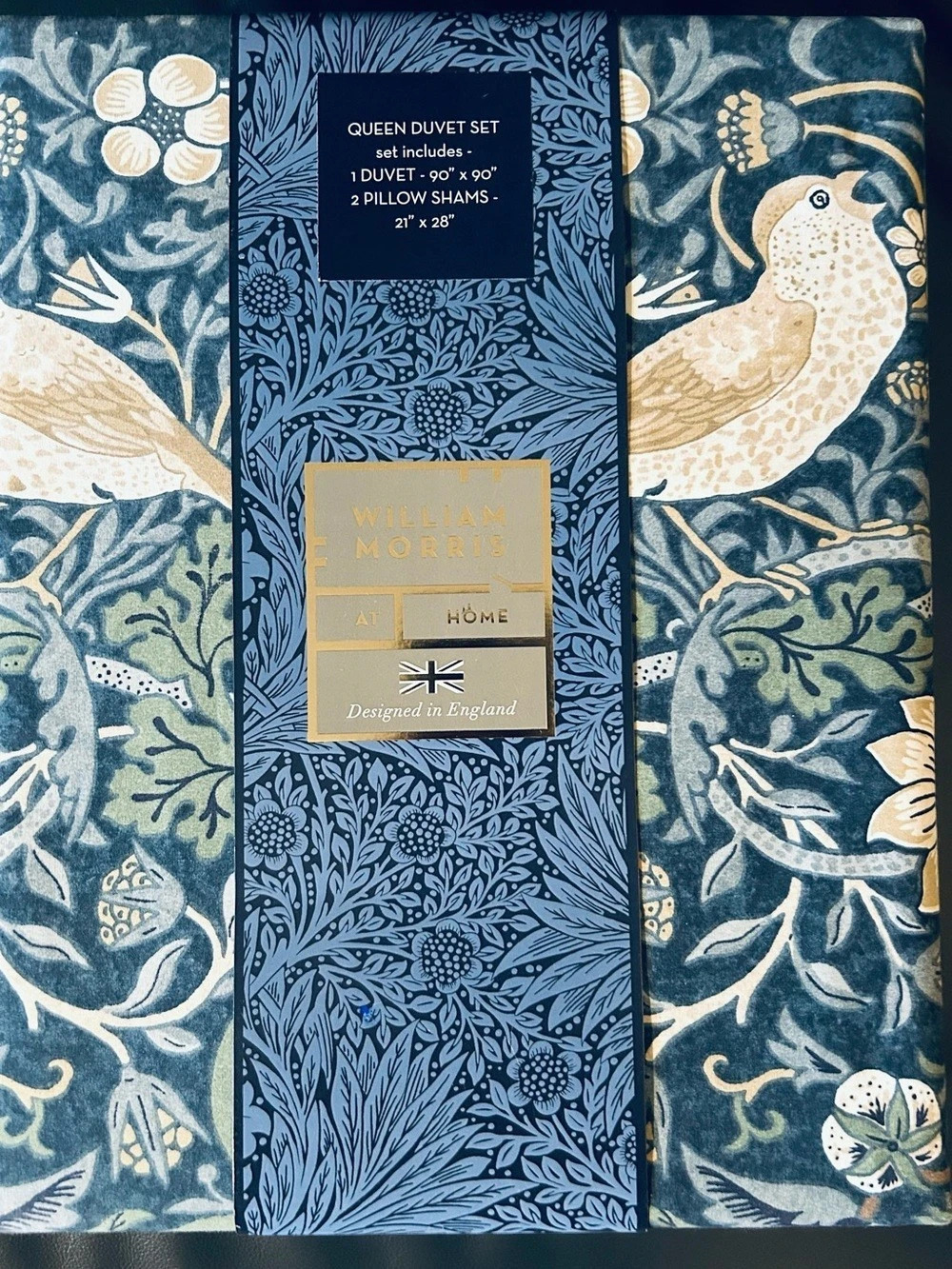 William Morris At Home Strawberry Thief China Blue Queen Duvet Set Queen Duvet